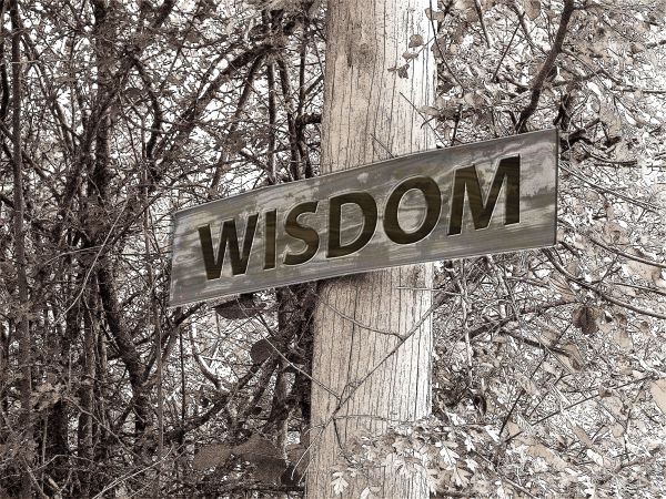 A sign that says 'wisdom'