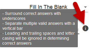 Fill in the blank question info