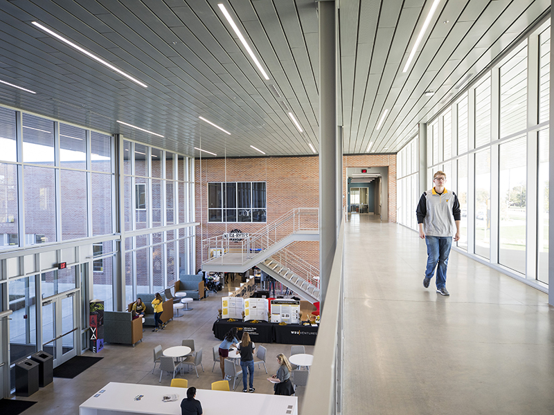 Second floor overlooking the lobby of the John Bardo Center.