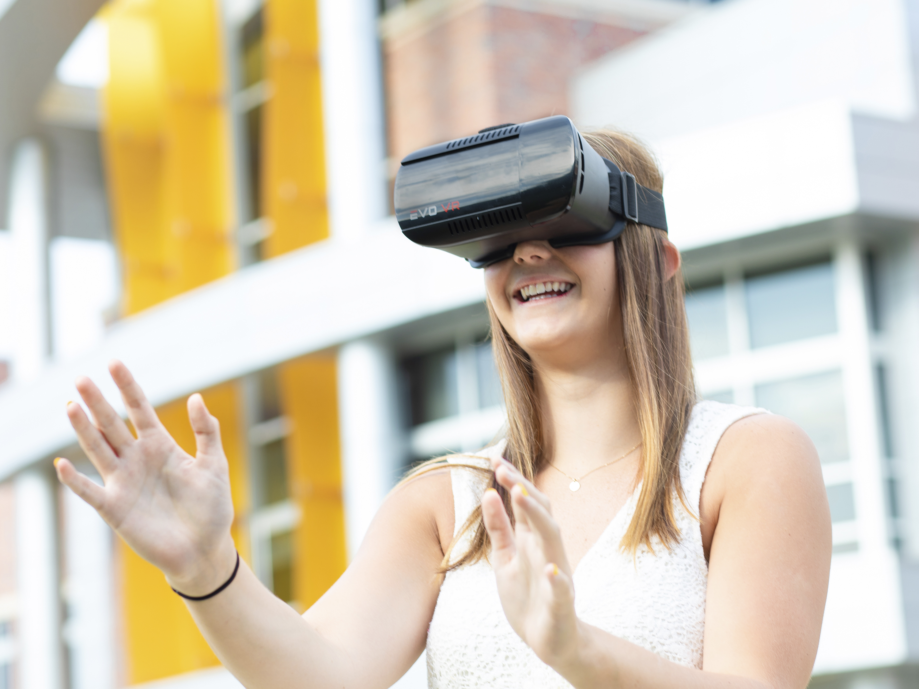 Girl in VR goggles