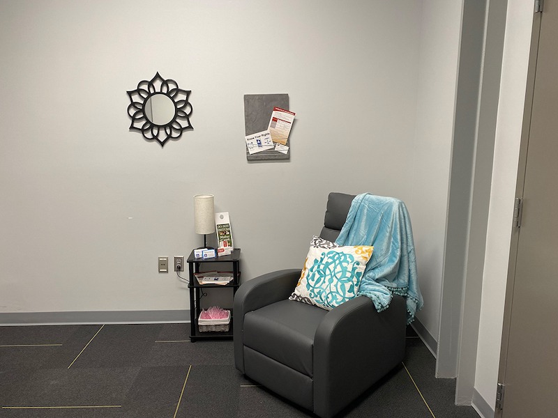 A lactation room in John Bardo Center room 238. 