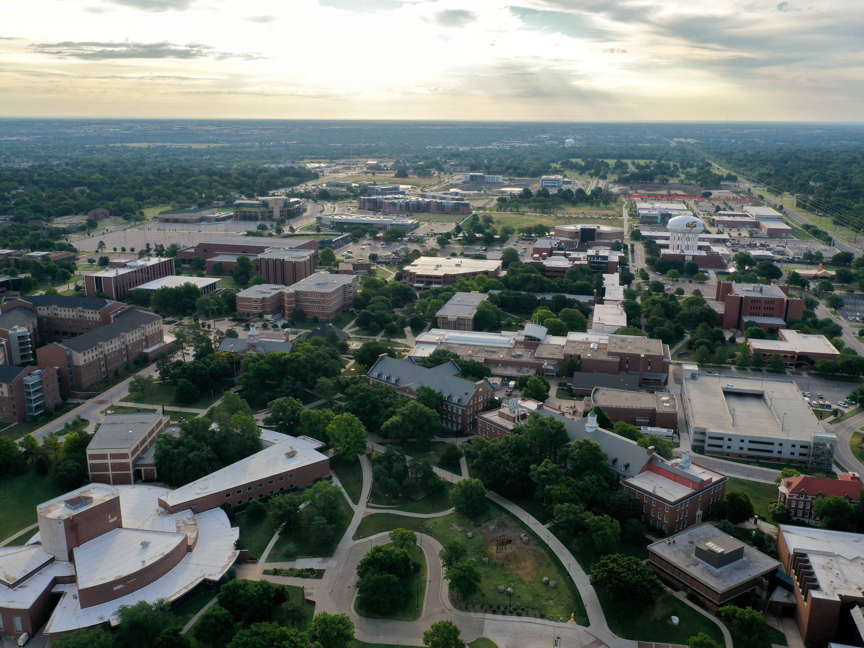 2024 campus drone shot looking east