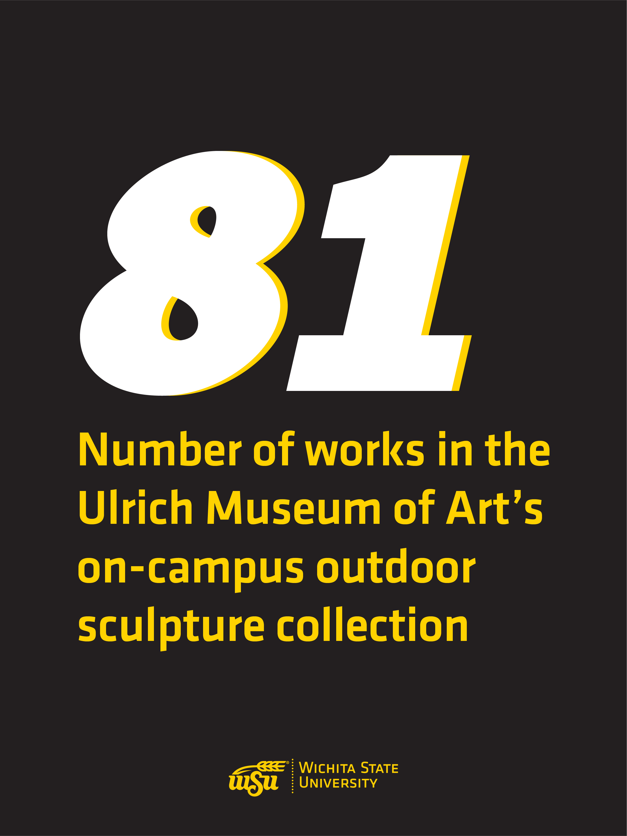 The Ulrich Museum of Art’s world class Martin H. Bush Outdoor Sculpture Collection features 81 works across the 330-acre Wichita State University campus.