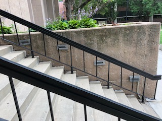 Close up of side triangular facia walls, facing east project canvas