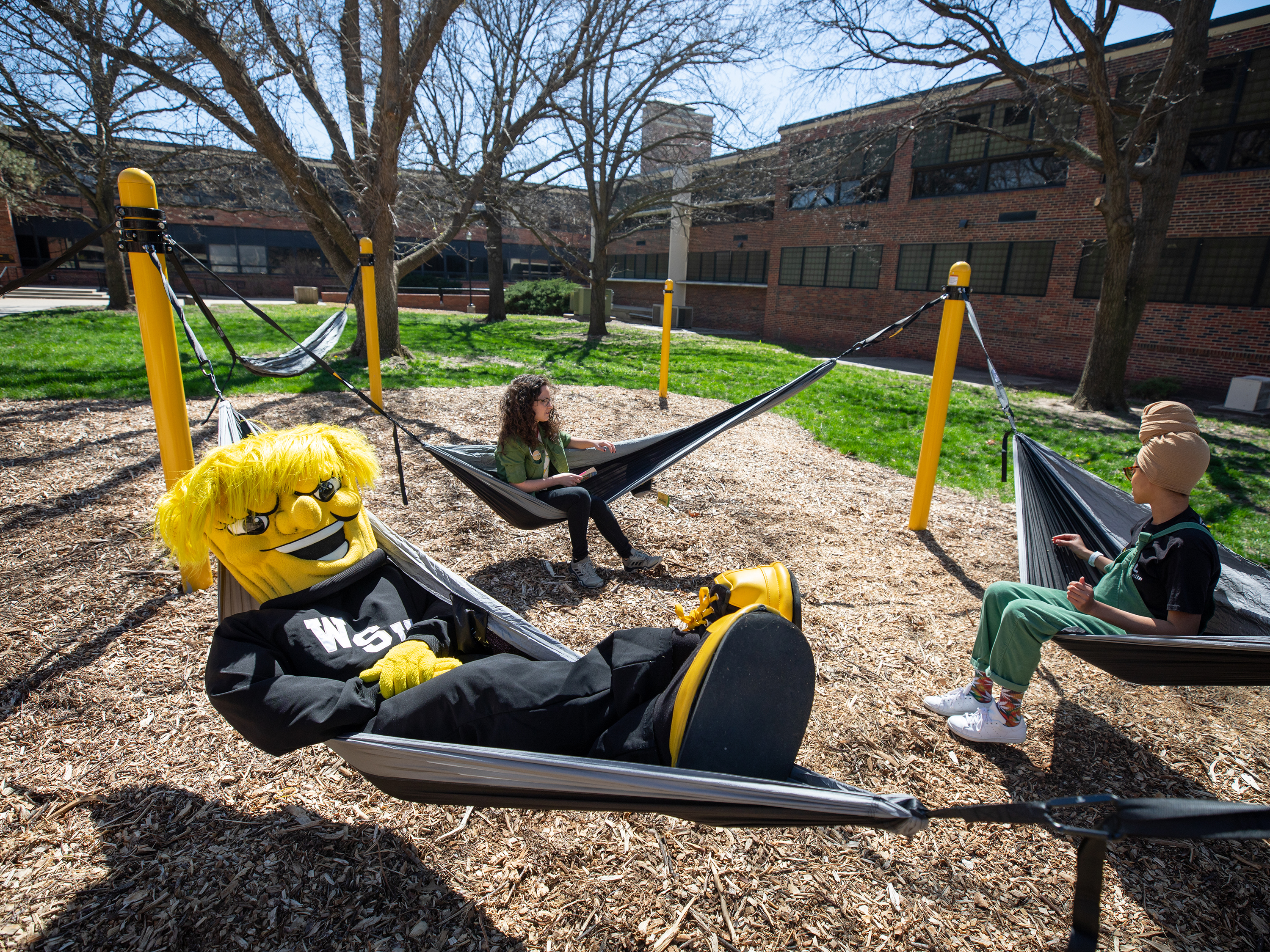 Students lounge in hammocks with WuShock