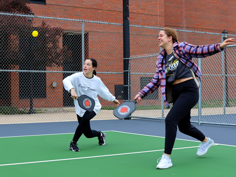 Girls playing pickleball at the Heskett Center