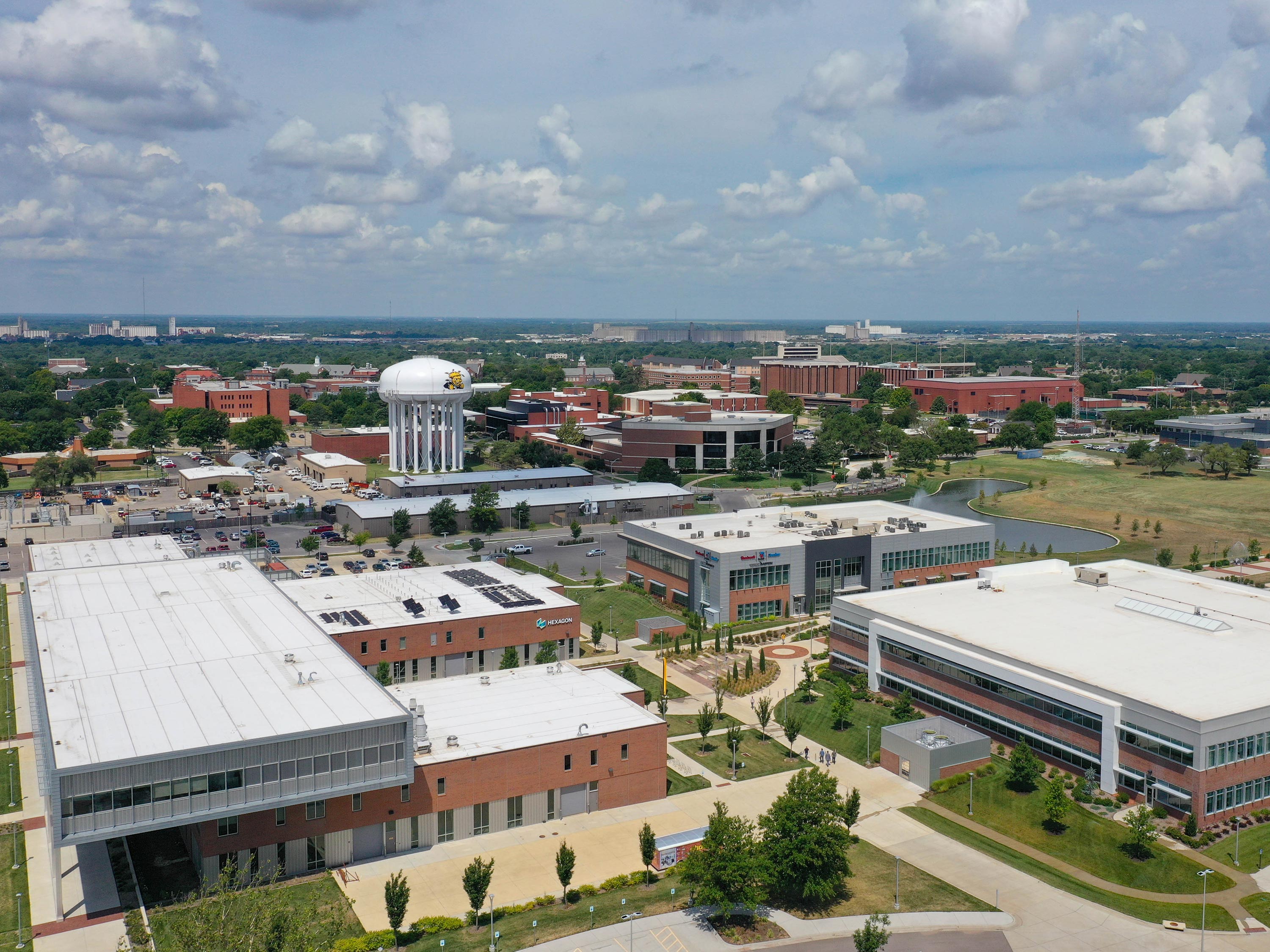 Aerial view of innovation campus looking northwest