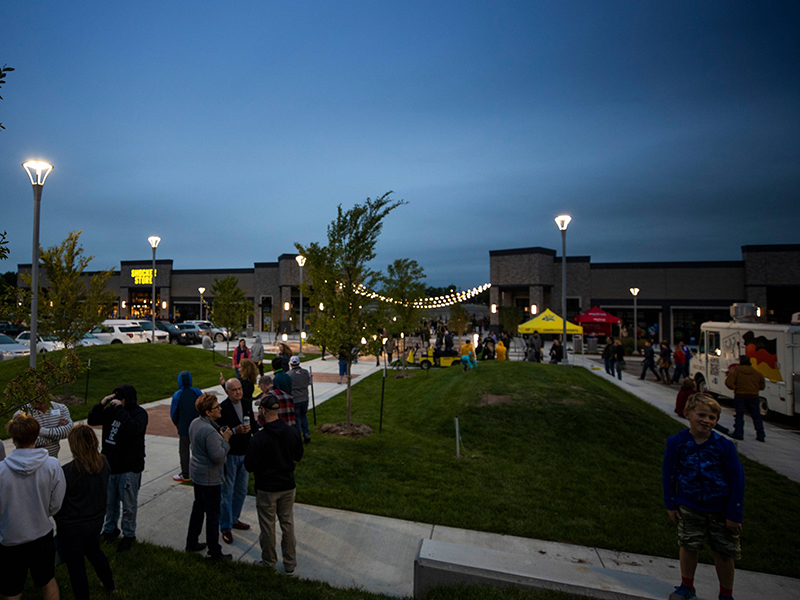 Guests gather at the Braeburn Square Sip and See event