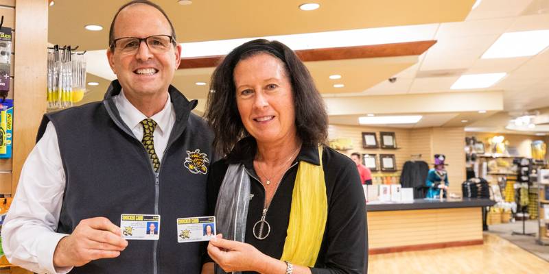Jay and Dina Golden with their WSU IDs