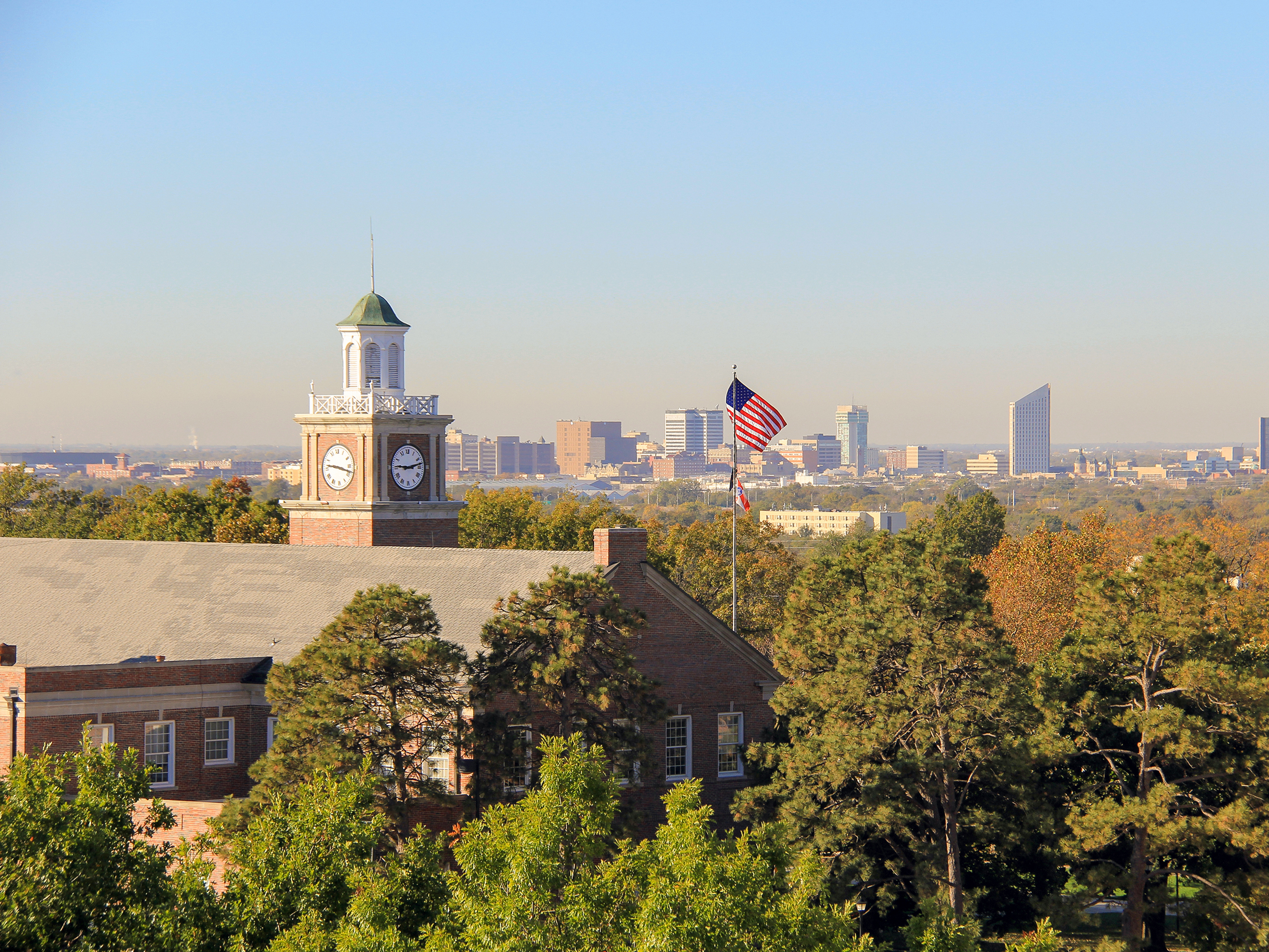 Drone view of Wichita State campus