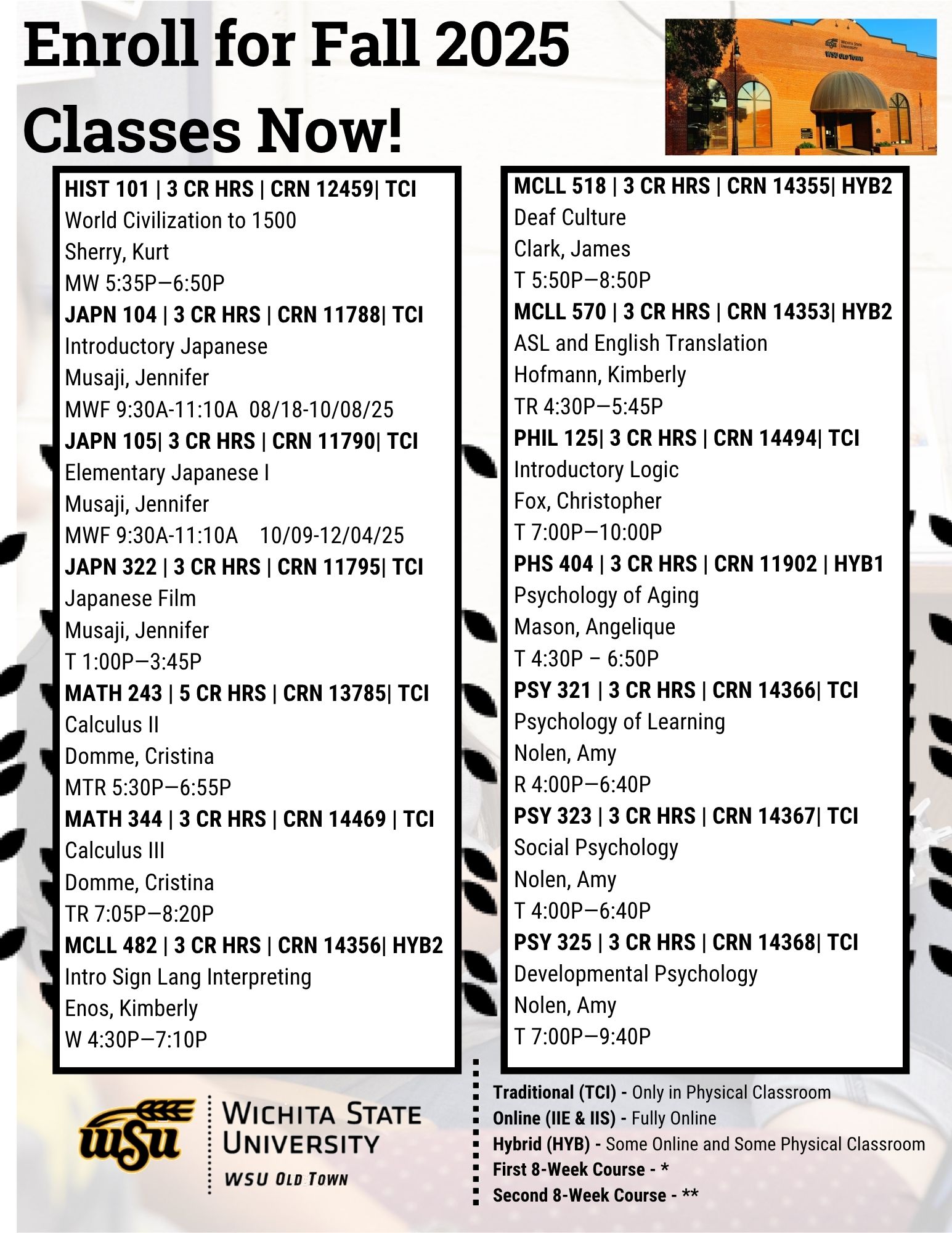 WSU Old Town Fall 2025 classes WSU Old Town Fall 2025 classes