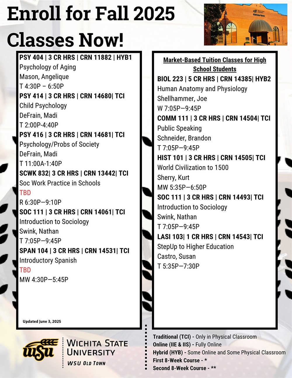 WSU Old Town Fall 2025 classes WSU Old Town Fall 2025 classes