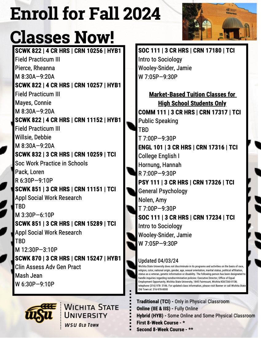 WSU Old Town Fall '24 Classes