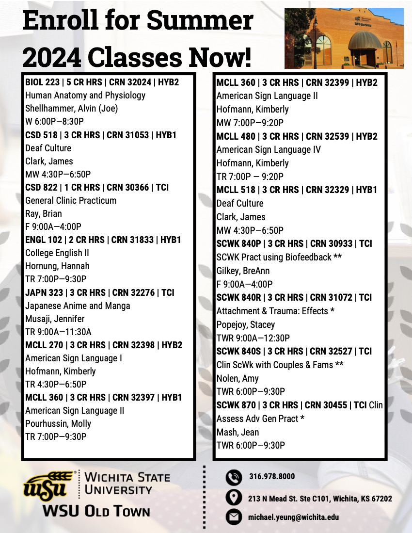 WSU Old Town Summer '24 classes WSU Old Town Summer '24 classes