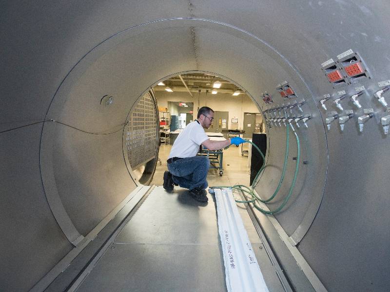 Engineer working on a plane