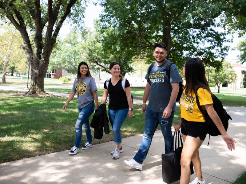 students walking on WSU campus
