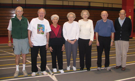 Seven of the 10 seniors older than 90 participating in the CPAA's personal fitness courses.