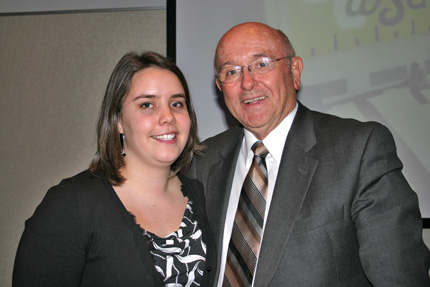 Mallory Jennings with WSU President Don Beggs in 2010. That spring Jennings received the Cooperative Education and Internship Association's Cooperative Education Student Achievement Award.