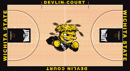 The refinishing of Devlin Court at Charles Koch Arena will include adding a giant WuShock painting at center court.