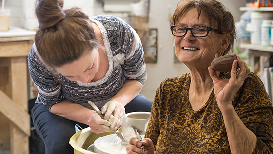 Two Wichita State art students, Renee Fritts and Mary Kathy Robb, returned to Wichita State to pursue art, a subject that they both have been passionate about since childhood.