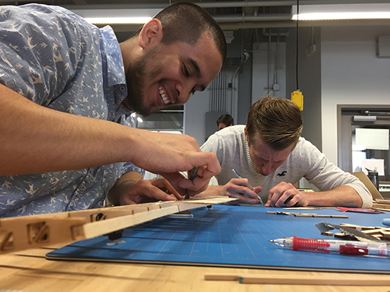 Aerospace students work to assemble their aircraft