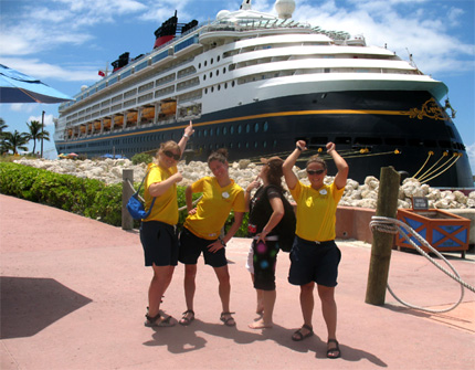 Lyndsay Coad, far left, lived and worked aboard Disney's 
