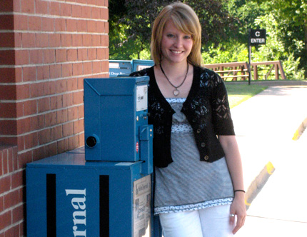 WSU sophomore Courtney Looney interns at the Salina Journal to build her experience in journalism.
