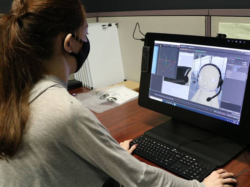 Student working at a computer