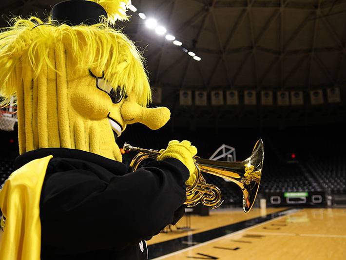 WuShock wearing a marching band uniform