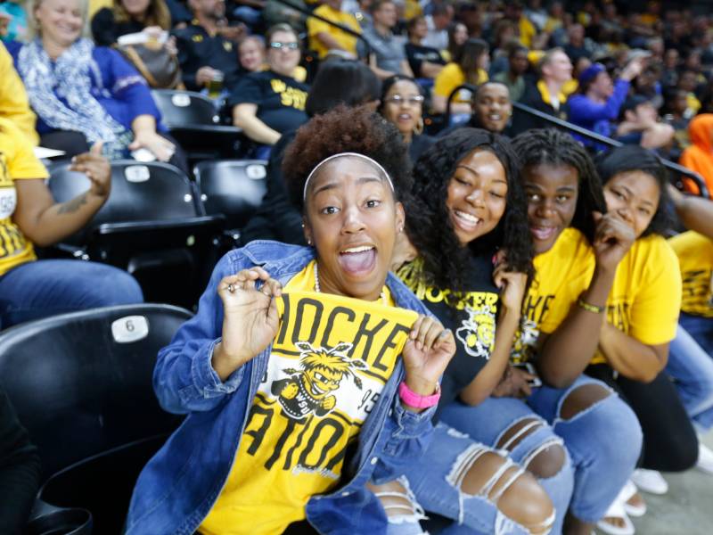 Students at basketball game