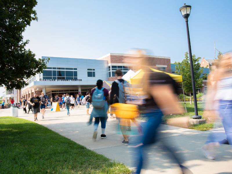 Students walking on campus