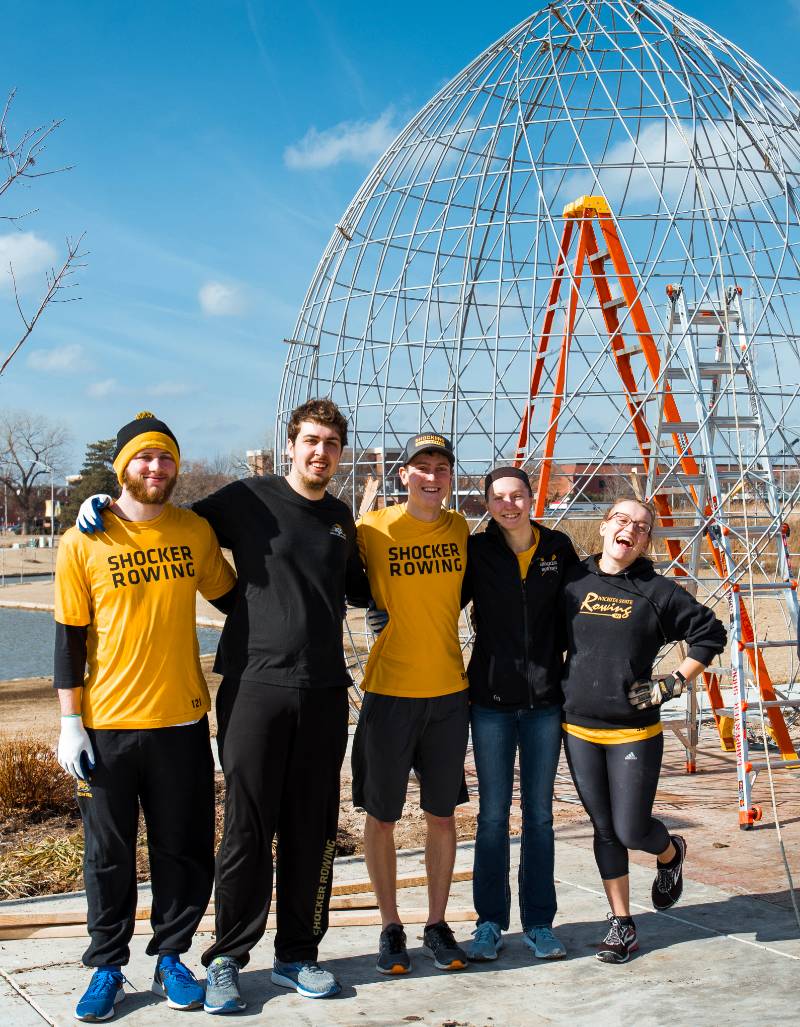 Rowing students with pod
