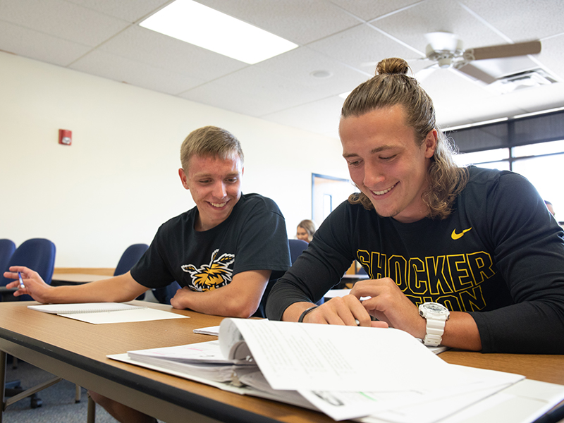 Students working together at a desk