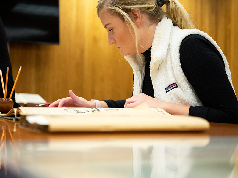 Student working at desk