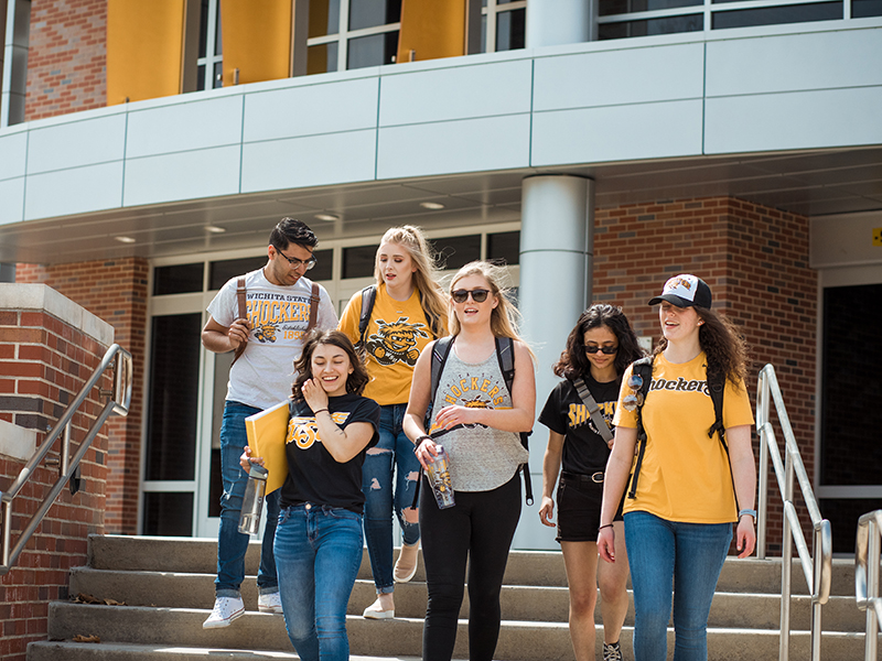 Students walking down the RSC stairs