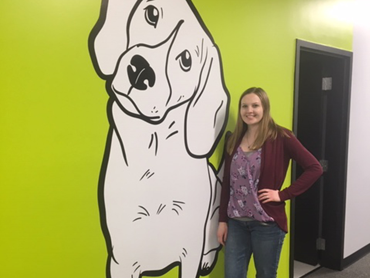 Brittany Allen, WSU Grad, at the Hyper Pet office