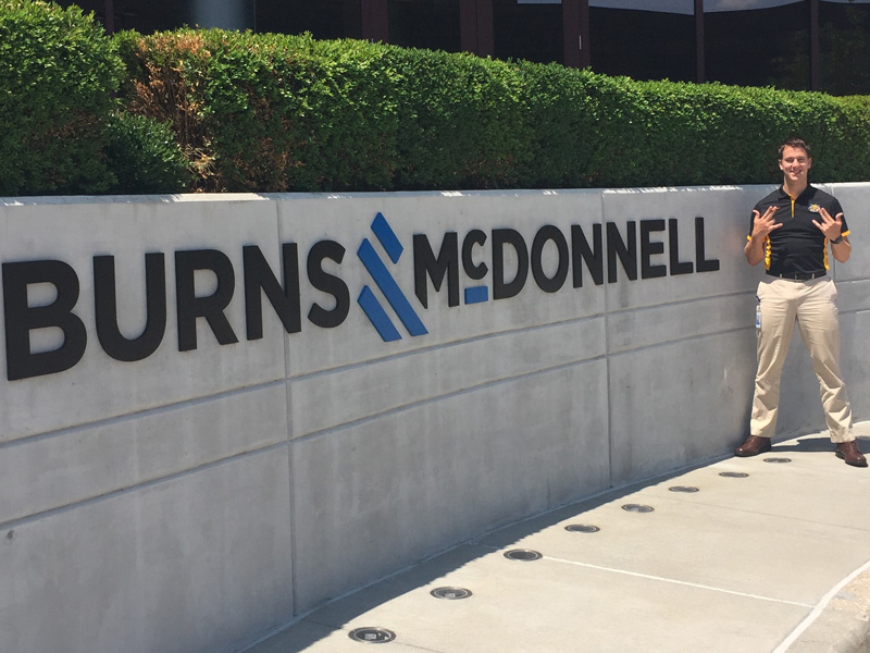 Colton Russell outside Burns McDonnell