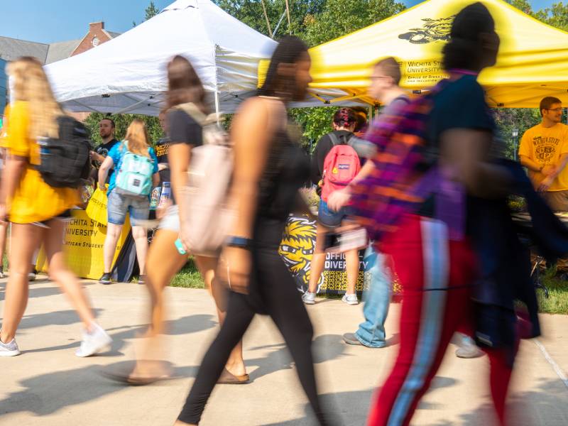 Students walking on campus