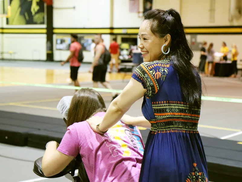 A student gets a massage at RecFest