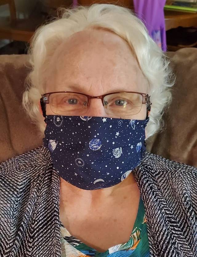woman with fabric mask