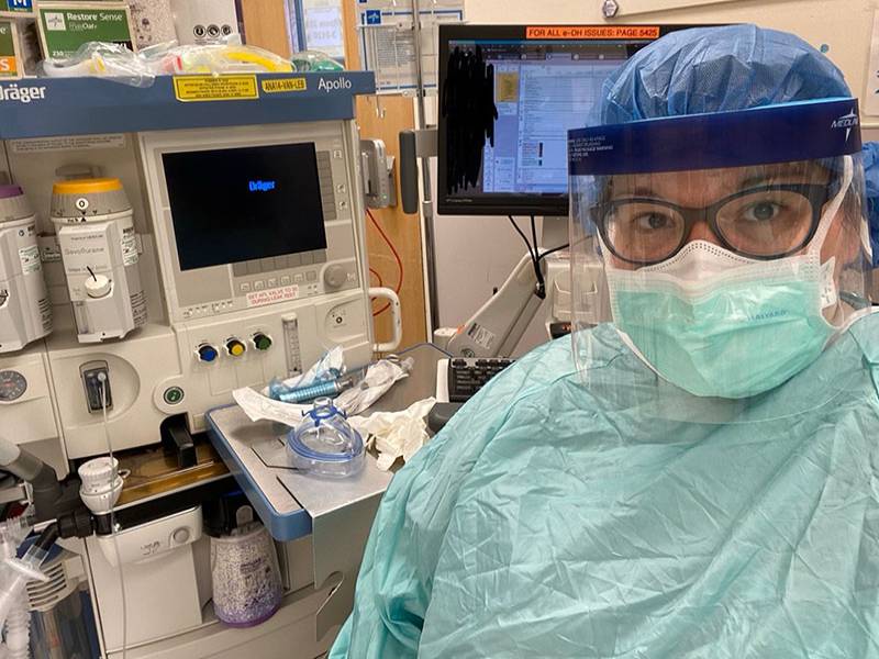 Krista Giggy wears her PPE at Darthmouth-Hitchcock hospital in New Hampshire. 