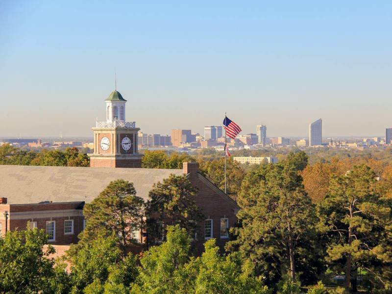 Campus with downtown in the background