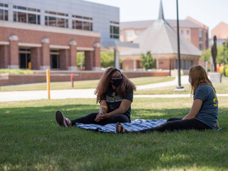 Two students on the WSU campus