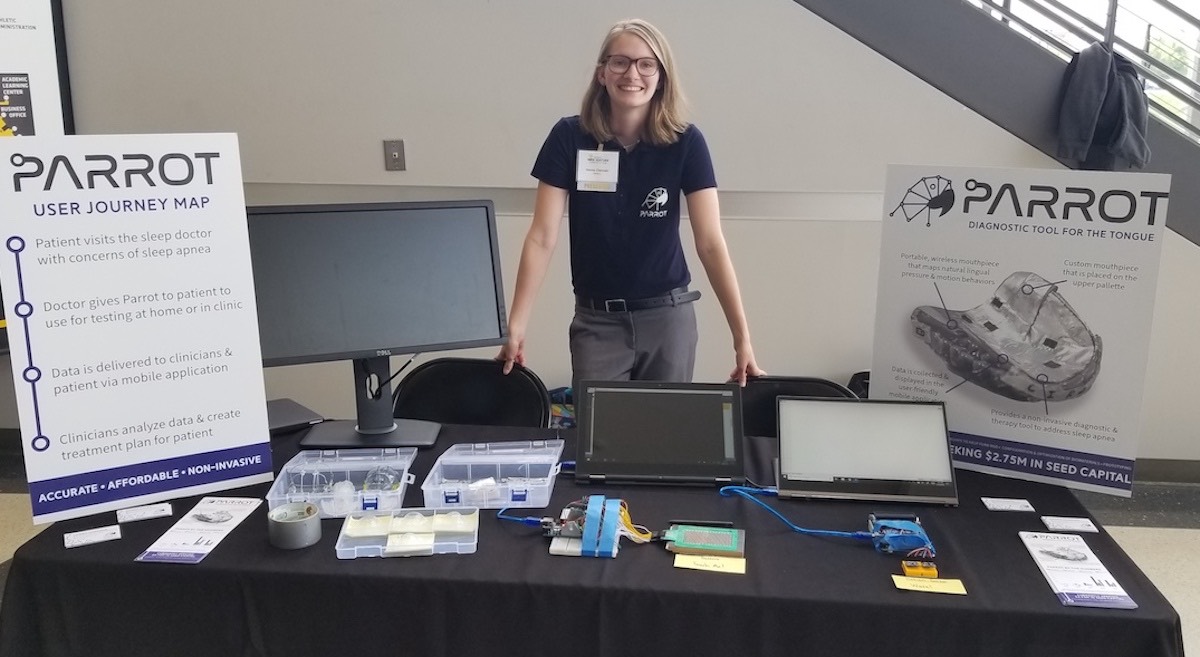 Junior Hanna Chastain, a biological sciences major, is intrigued by the interdisciplinary approach the Wichita State team uses to develop PARROT and explore possible commercial markets.