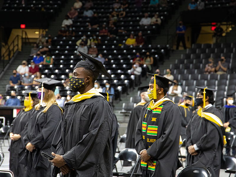 Students at commencement ceremony