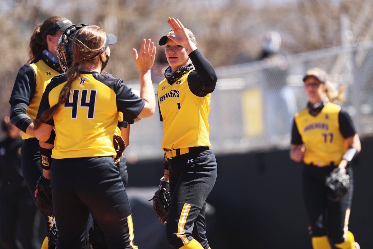 Wichita State softball is nationally ranked and leading the American Athletic Conference race. Pitcher Bailey Lange (1) is one of the reasons the Shockers are enjoying a landmark season. Wichita State softball is nationally ranked and leading the American Athletic Conference race. Pitcher Bailey Lange (1) is one of the reasons the Shockers are enjoying a landmark season.