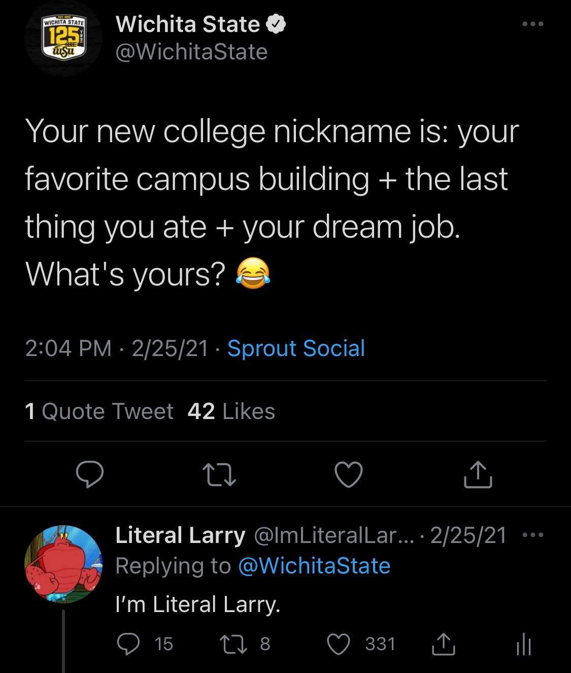 Literal Larry tweet
