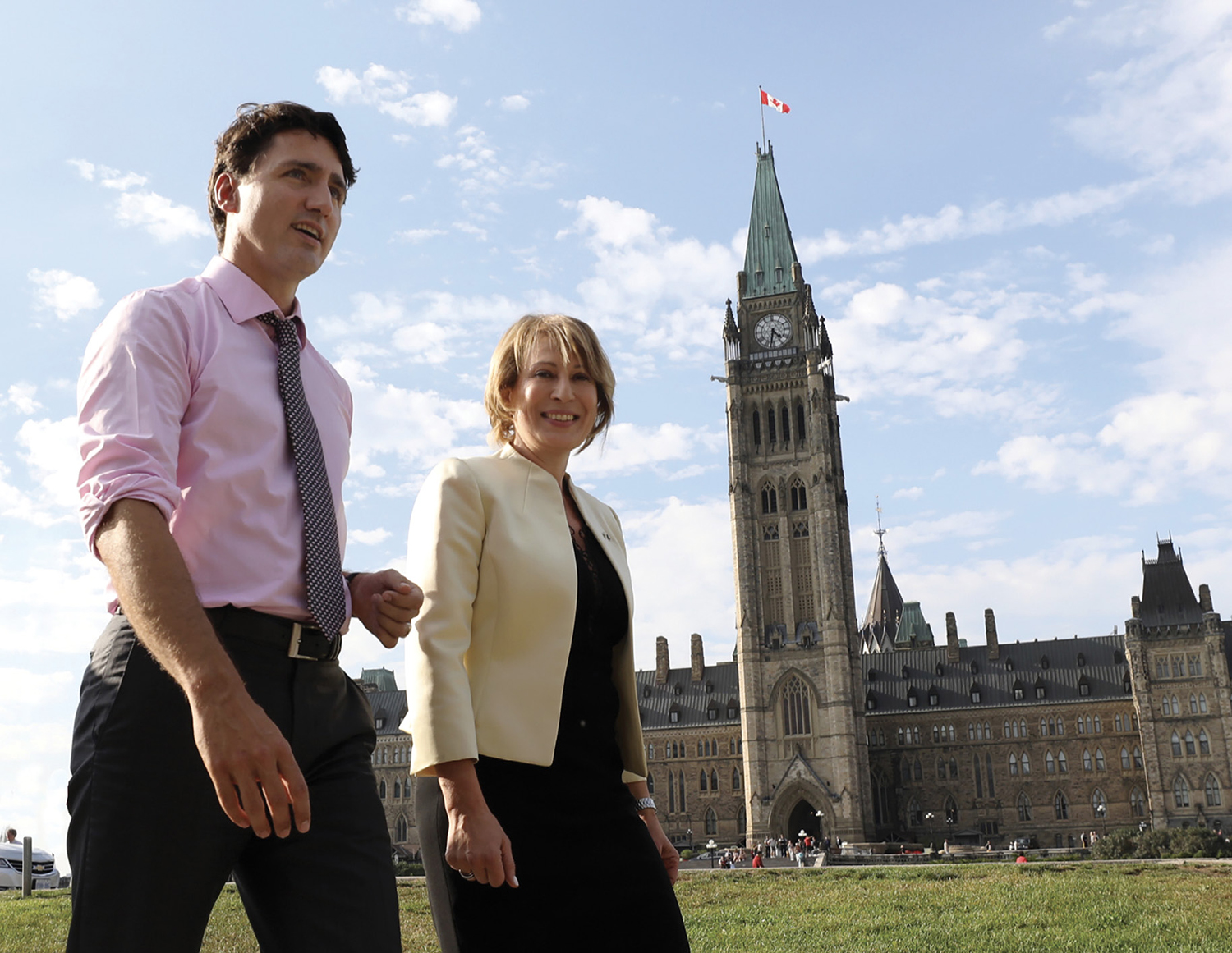 1977 graduate Mona Nemer (right) walks with Candian Prime Minister Justin Trudeau. 1977 graduate Mona Nemer (right) walks with Candian Prime Minister Justin Trudeau.