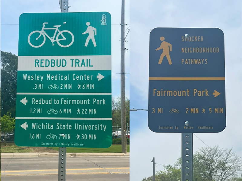 Image of wayfinding signs at Redbud Trail