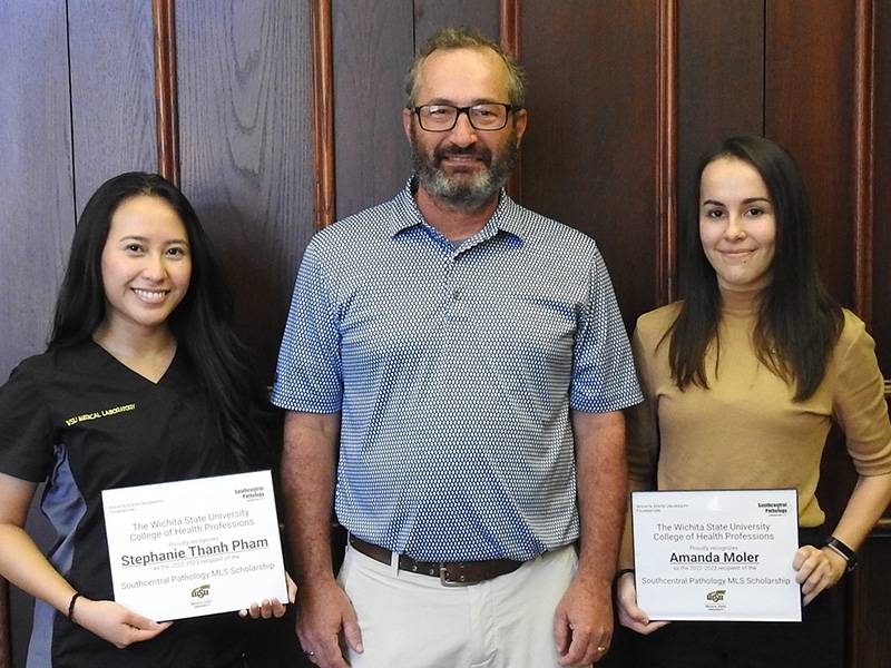 Dr. Joel Alderson with Medical Laboratory Sciences students Stephanie Pham and Amanda Moler